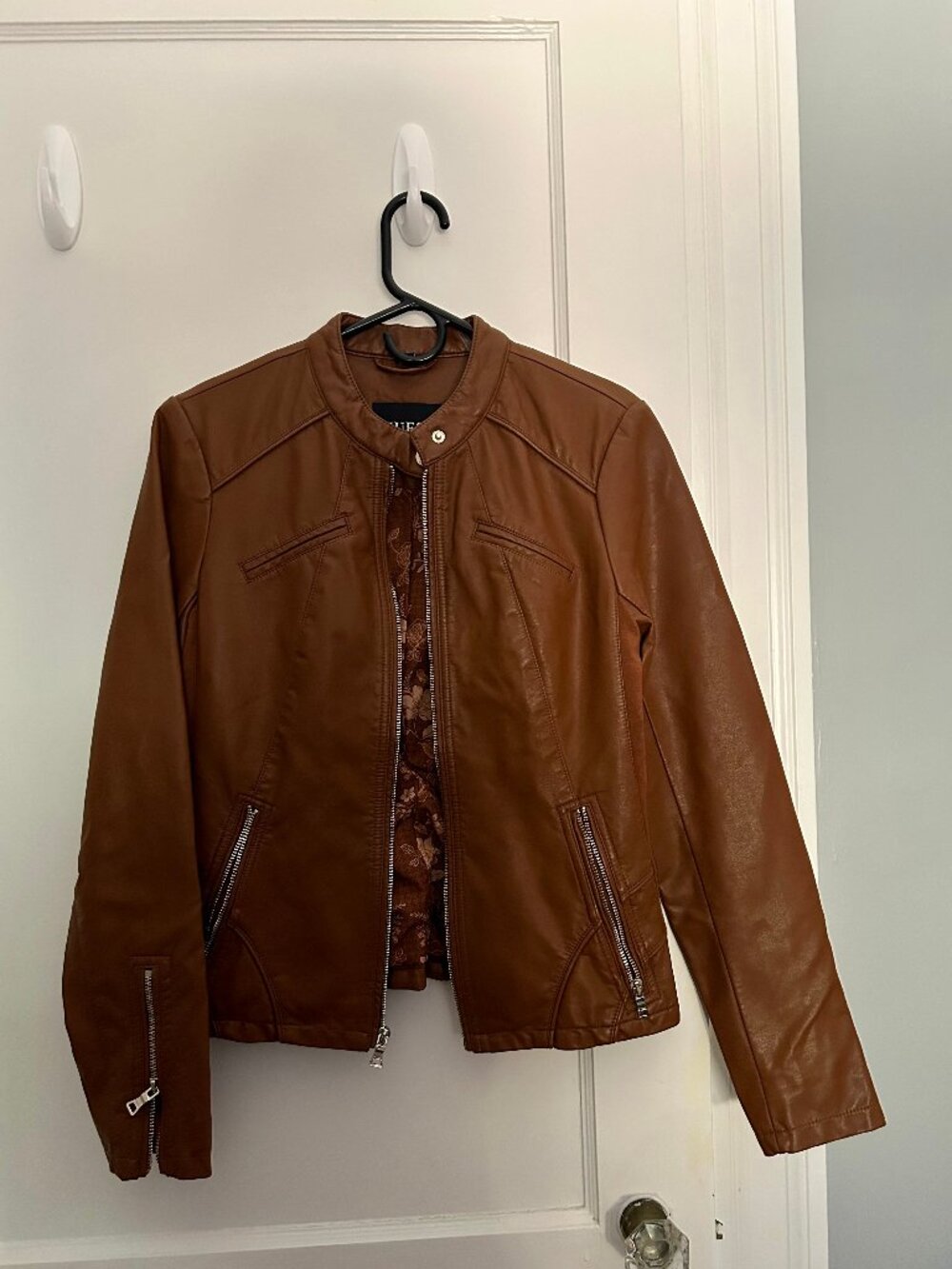 Faux leather jacket - brown, size S